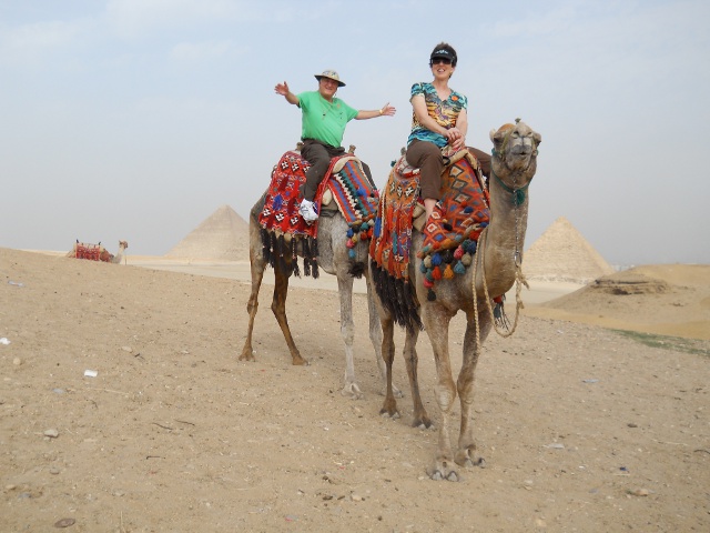 Bob and Mary Siegal with camels